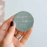 Sticker Rond Boho Chic Seafoam Turquoise Hangover Helper Favori<br><div class="desc">Ce boho chic bateau de mer turquoise hangover aide à favoriser un autocollant rond classique est parfait pour un mariage minimaliste. Le design bohème moderne et coloré bleu vert présente une calligraphie rustique simple, avec un style unique mais classique qui rappelle la plage, l'océan et le bord de mer d'été....</div>
