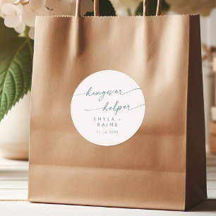 Sticker Rond Boho Chic Turquoise et blanc Hangover Helper Favor