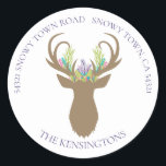 Sticker Rond Boho Christmas Reindeer Lavender Adresse Turquoise<br><div class="desc">Boho Christmas Reindeer Lavender Adresse Turquoise Stickers Ajouter une touche spéciale à vos cadeaux et cartes cette année avec ces délicieux stickers boho avec un cerf à dos avec des pins pastel turquoise, lavande, rose et sauge dans ses bois. Facile à customiser avec du texte, des polices et des couleurs....</div>