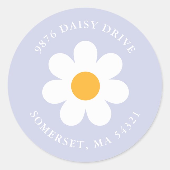 Sticker Rond Boho Daisy Anniversaire Fête Adresse de retour (Devant)