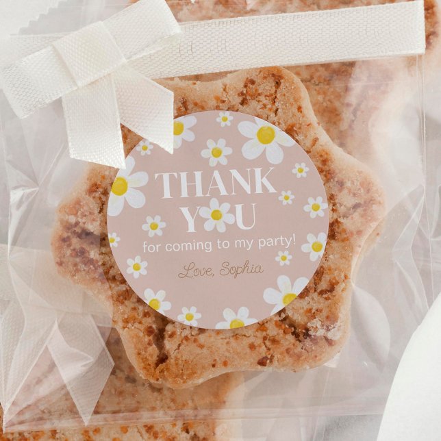 Sticker Rond Boho Daisy Bloom Girl Anniversaire (Créateur téléchargé)