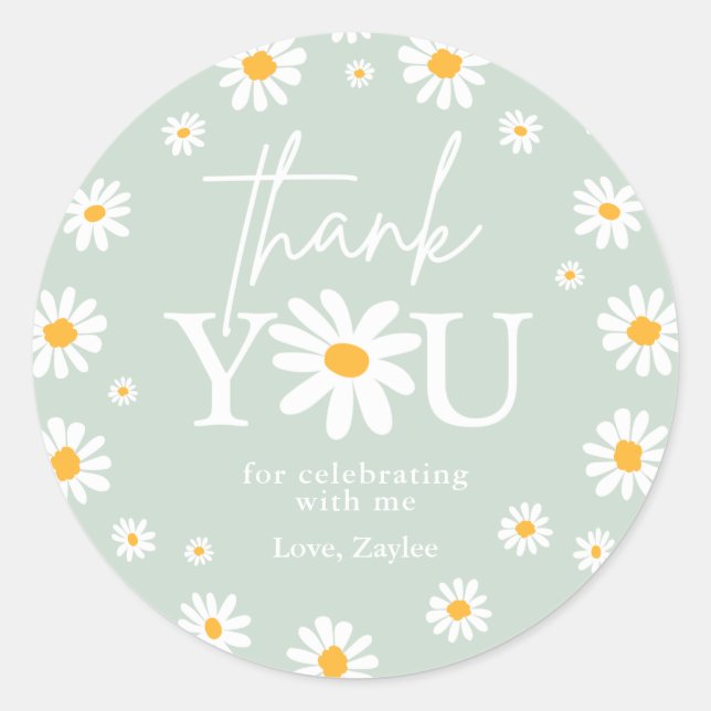 Sticker Rond Boho Daisy Deux Fêtes Sauvages 2e Anniversaire Fav (Devant)