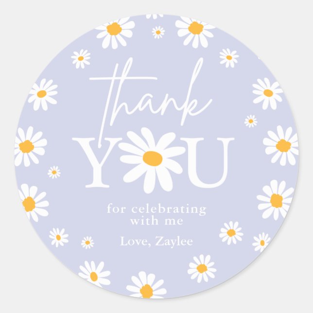 Sticker Rond Boho Daisy Deux Fêtes Sauvages 2e Anniversaire Fav (Devant)