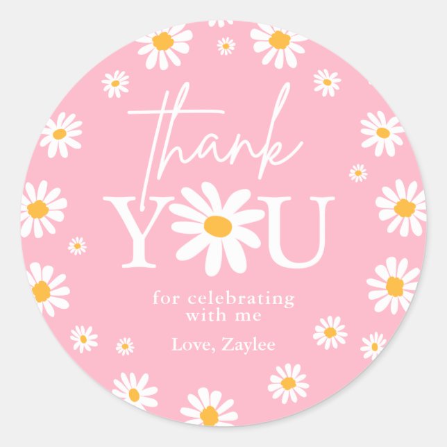 Sticker Rond Boho Daisy Deux Fêtes Sauvages 2e Anniversaire Fav (Devant)