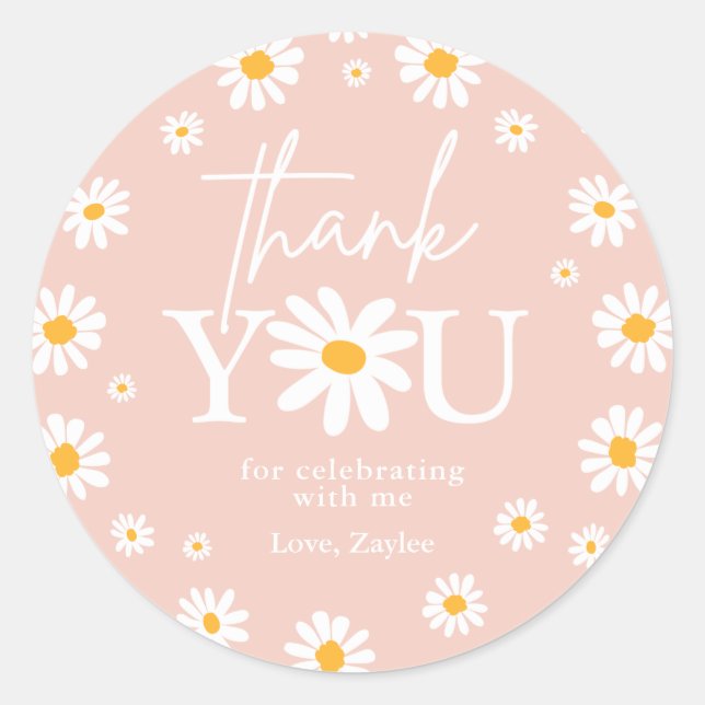 Sticker Rond Boho Daisy Deux Fêtes Sauvages 2e Anniversaire Fav (Devant)