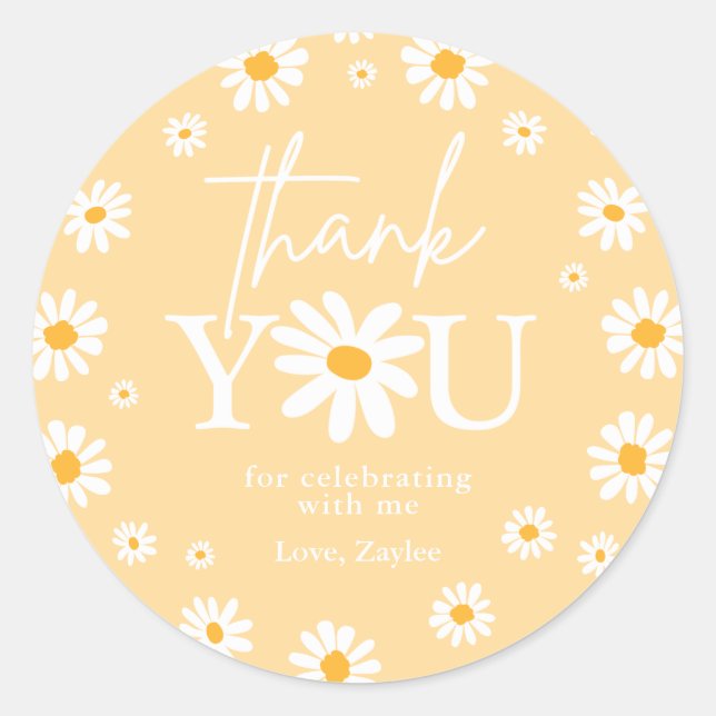 Sticker Rond Boho Daisy Deux Fêtes Sauvages 2e Anniversaire Fav (Devant)