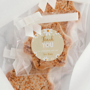 Sticker Rond Boho Daisy Lumière 1er Merci anniversaire Tags