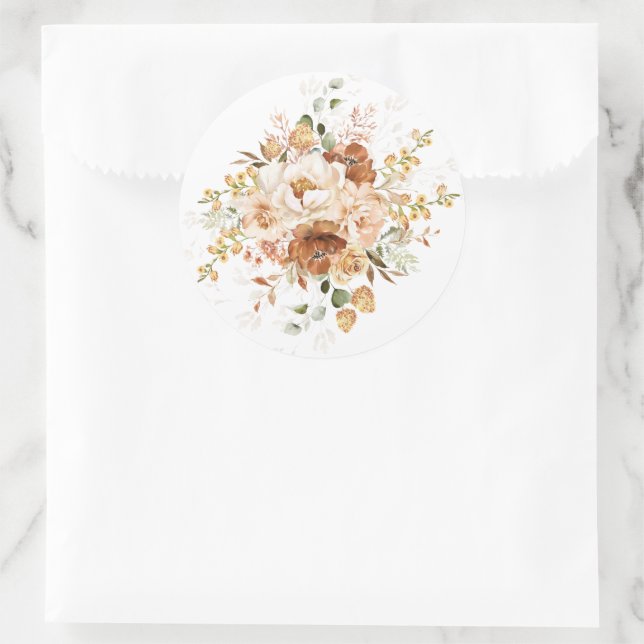 Sticker Rond Boho d'automne Burange Orange Mariage de jardin (Sac)