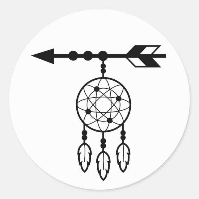 Sticker Rond Boho Dream Catcher, tribu amérindienne Mariage (Devant)