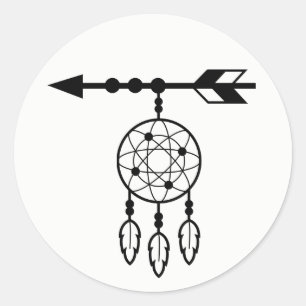 Sticker Rond Boho Dream Catcher, tribu amérindienne Mariage