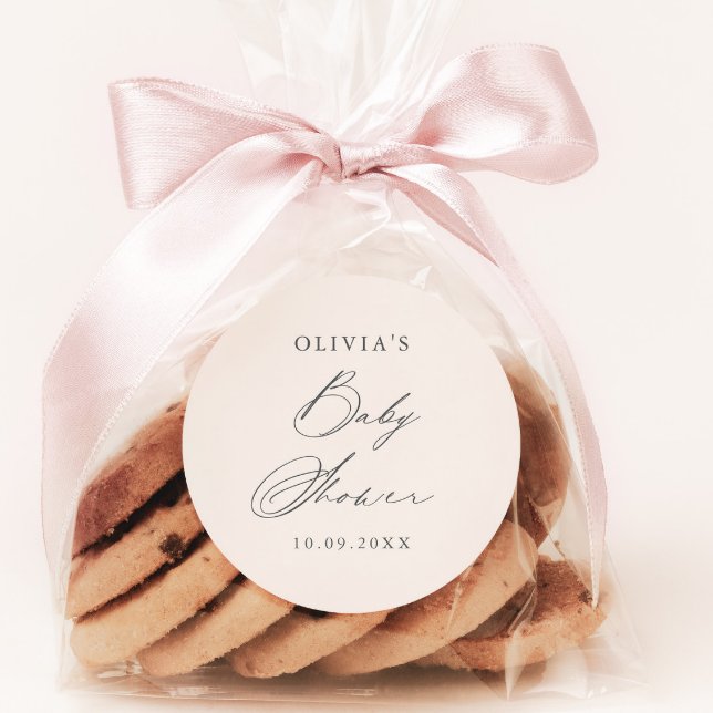 Sticker Rond Boho Earth Tone Baby shower (Handwritten script baby shower favor sticker.)