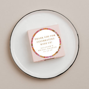 Sticker Rond Boho Earthy Floral Fête des mariées Merci personna