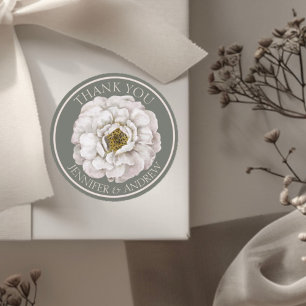 Sticker Rond Boho Ecru Aquarelle Floral Wedding Favoriser