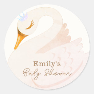 Sticker Rond Boho Elegant Princess Swan Girl Baby shower