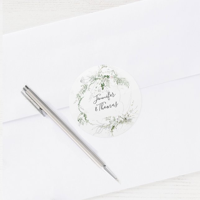 Sticker Rond Boho Ethereal Garden Verdure Mariage botanique (Créateur téléchargé)