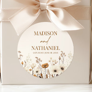 Sticker Rond Boho Fleur sauvage Fleur sauvage Floral Jardin Mar