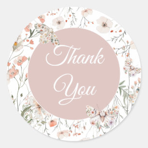 Sticker Rond Boho Fleur sauvage Floral Baby Anniversaire