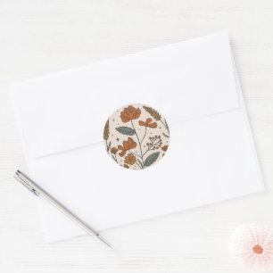 Sticker Rond Boho Fleurs sauvages