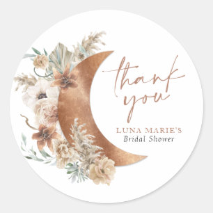 Sticker Rond Boho Floral au-dessus du Merci de la Lune