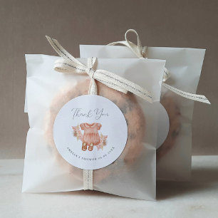 Sticker Rond Boho Floral Baby Girl Douche Merci