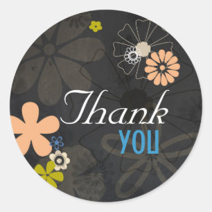 Sticker Rond Boho Floral Chalkboard Mariage Merci
