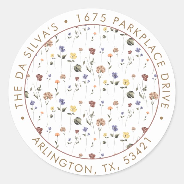 Sticker Rond Boho Floral Fleur sauvage | (Devant)
