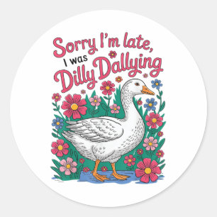 Sticker Rond Boho Floral Funny Désolé Je N'Ai Pas Été En Retard