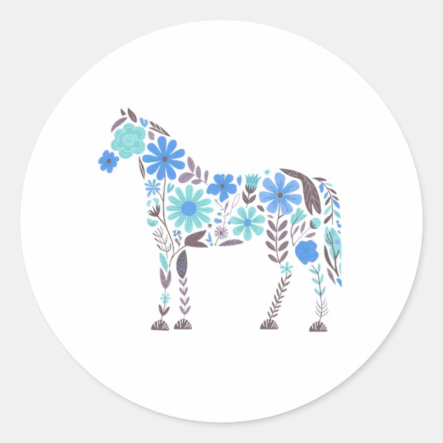 Sticker Rond Boho Floral Horse (Devant)