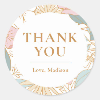 Sticker Rond Boho floral Merci Cadeau de mariage