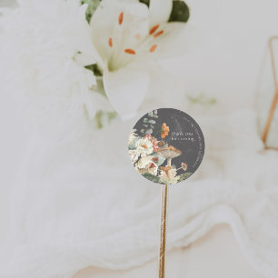 Sticker Rond Boho Floral Mushroom Botanique   BABY SHOWER