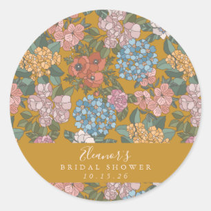 Sticker Rond Boho Floral Mustard Jaune Fête des mariées personn