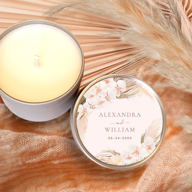 Sticker Rond Boho Floral Pampas Grass Fall Rustique Mariage (Créateur téléchargé)