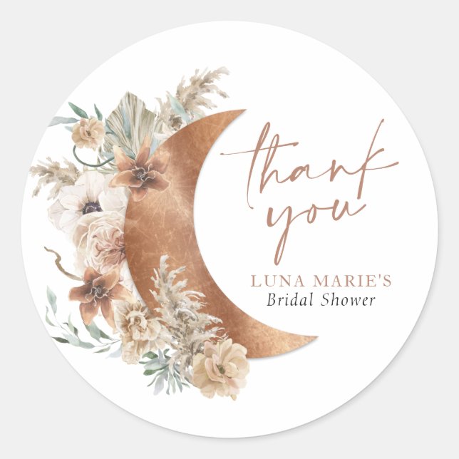 Sticker Rond Boho Floral Plus que Merci (Devant)