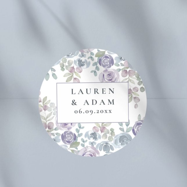 Sticker Rond Boho Floral Watercolor Wedding   (Créateur téléchargé)