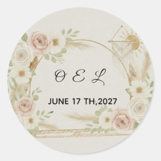 Sticker Rond Boho Floral Wedding & Pre-Wedding