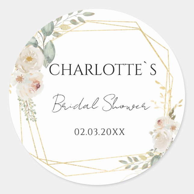 Sticker Rond Boho Flower Baby Shower    (Devant)