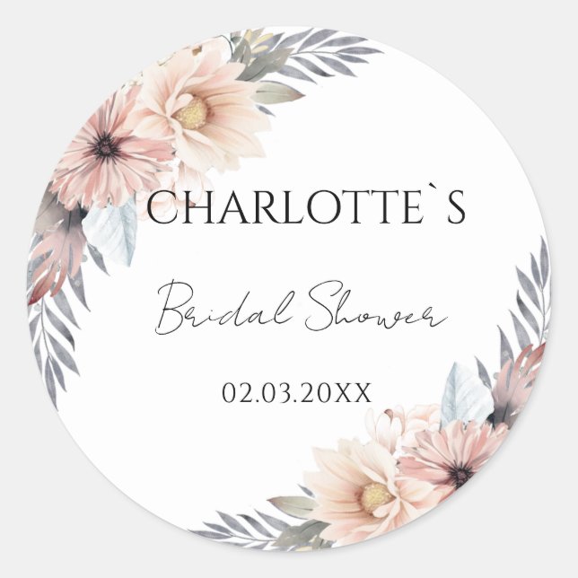 Sticker Rond Boho Flower Shower de Mariée    (Devant)