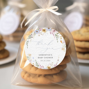 Sticker Rond Boho Garden Baby shower Floral Merci