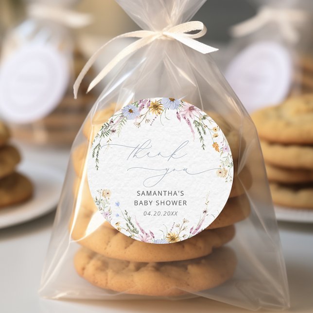 Sticker Rond Boho Garden Baby shower Floral Merci (Créateur téléchargé)