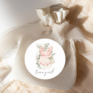 Sticker Rond Boho Gender Reveal Team Girl Baby shower