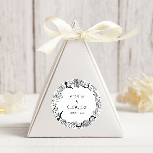 Sticker Rond Boho Gothic Floral Mariage (Créateur téléchargé)