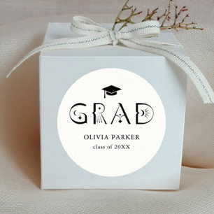 Sticker Rond Boho GRAD Typographie Blanc