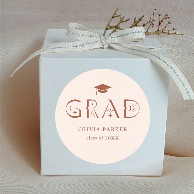 Sticker Rond Boho GRAD Typographie Blush Rose (Créateur téléchargé)
