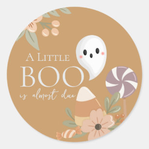 Sticker Rond Boho Halloween Baby shower Fantôme Mustard Jaune