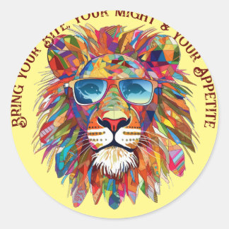 Sticker Rond Boho Hippie Lion SHades