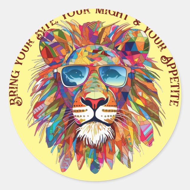 Sticker Rond Boho Hippie Lion SHades (Devant)