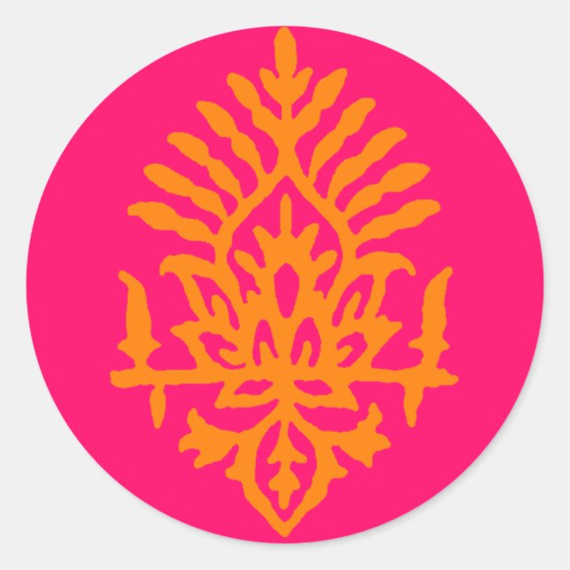 Sticker Rond Boho India Block Print (Devant)