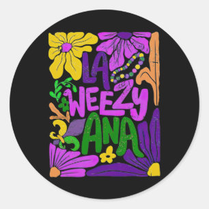 Sticker Rond Boho La Weezy Ana Mardi Gras Coquette Bow Louisiic