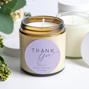 Sticker Rond Boho Lavande Violet Merci Baby Shower de Mariage 