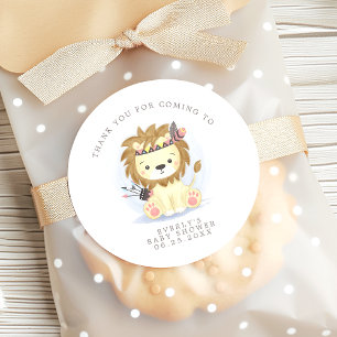 Sticker Rond Boho Lion Tribal Aquarelle Baby shower bohème